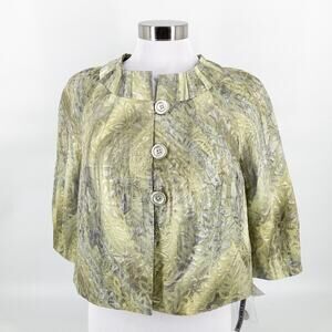 People Like Frank Womens Green Silver 3/4 Sleeve Swing Jacket Size 8 New